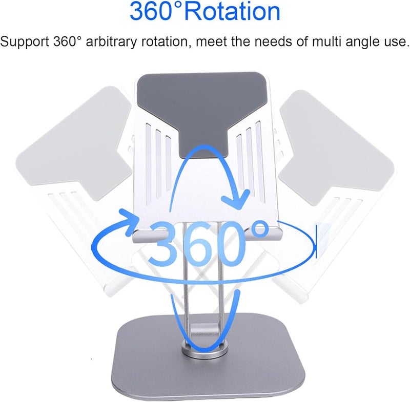 Silver Adjustable Foldable 360 Rotating Metal Tablet Stand Holder For Desk - Image 5